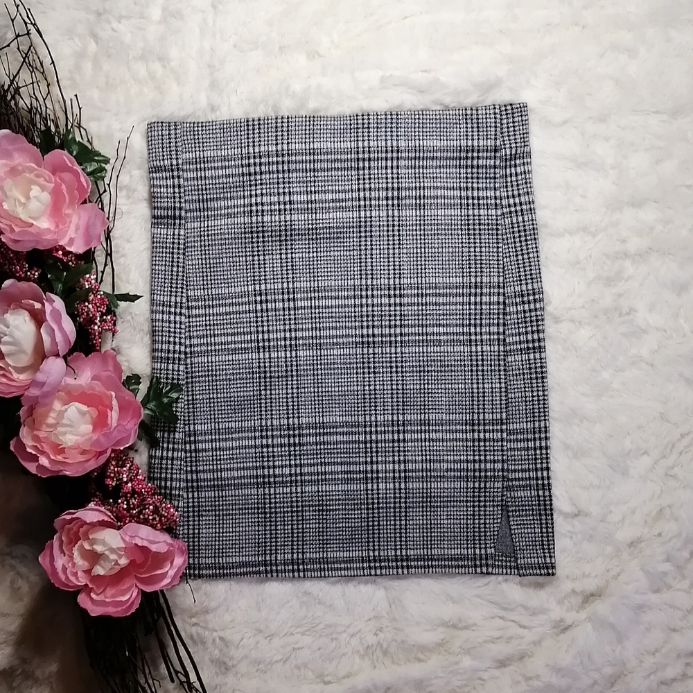 Antistar Soft Plaid Mini Skirt With Thigh Slit